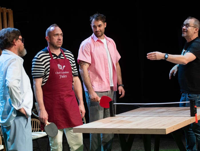 Martin Kubačák, Jiří Hána, Adam Vacula a režisér Petr Svojtka